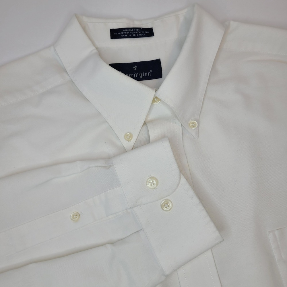 Barrington Button Down Shirt Mens 18.5 34/35 White Excellent Wrinkle Free Oxford